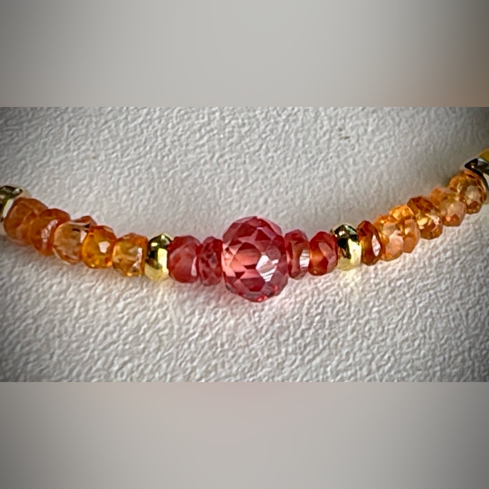 “RARE “ Multi-Colored Sapphire, Padparadscha Focal Bracelet in 14kt Gold Vermeil - Picture 10 of 11
